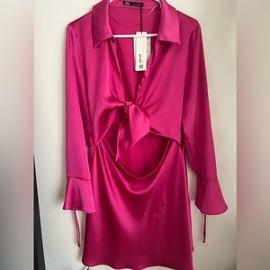 Zara - Pink Satin Feel Mini Dress - XL